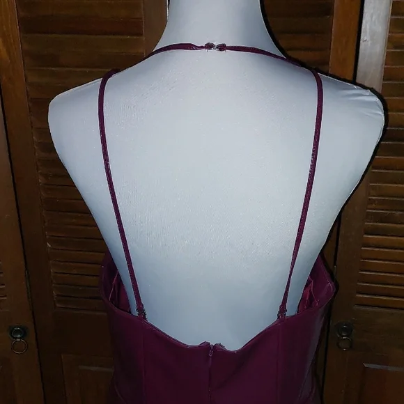 STAUD Plum Abstract Faux Leather Midi Dress Sz 12 - Picture 8 of 15